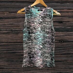 Michael Lauren Black and White Graphic Sleeveless Tank Top